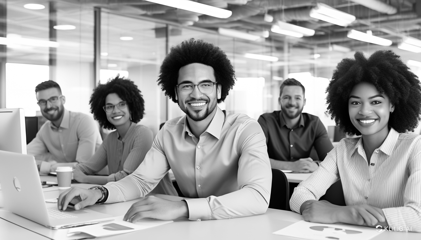 People in an office working on a laptop